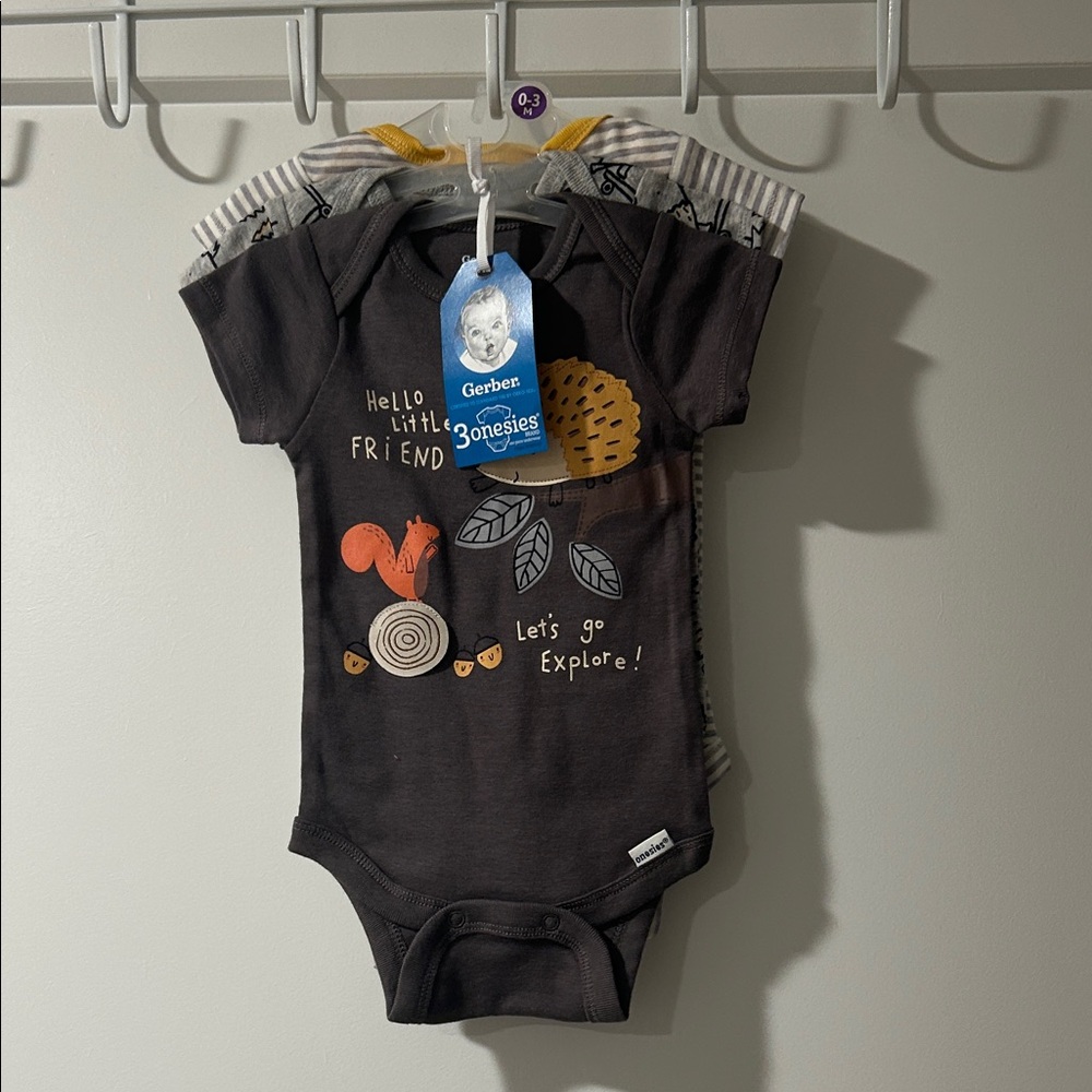 Gerber Black and Orange Kids Bodysuit 3 set - Picture 2 of 5
